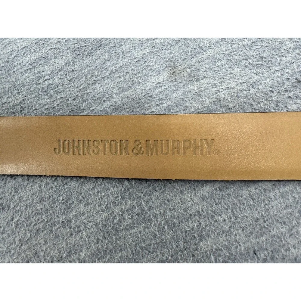 JOHNSTON & MURPHY SIze 40 Lizard Grain Brown Nickel Brass Western Belt  AS